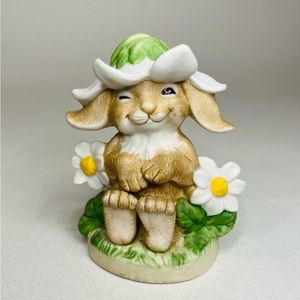 Vintage Kitschy Easter Current Winking & Smiling Bunny Rabbit w/Flower Bonnet